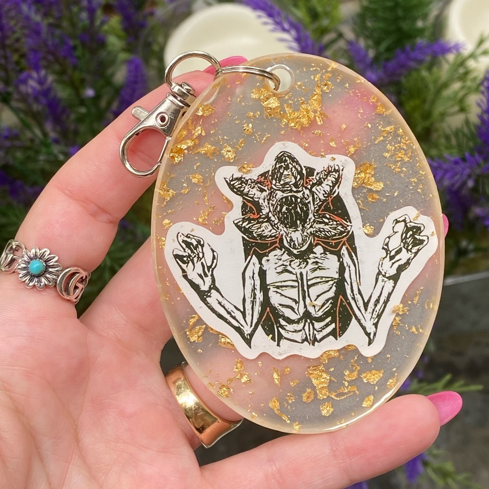 Stranger Things Black , Red , & White Demogorgon Cartoon Keychain Bag Charm